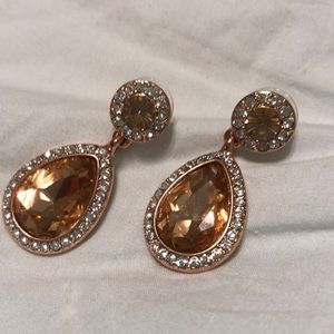 NWOT Rose Gold Diamond & Peach Morganite Earrings
